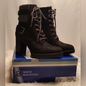White Mountain Tonya Women's Black Ankle Moto Lace Up Combat Boots Size 10